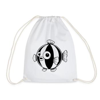 Lustiger Comic Kugelfisch Geschenk  - Turnbeutel - Weiß - Vorne