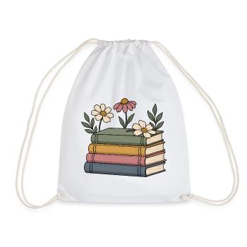 Bücher und Wildblumen - Turnbeutel - Weiß - Vorne