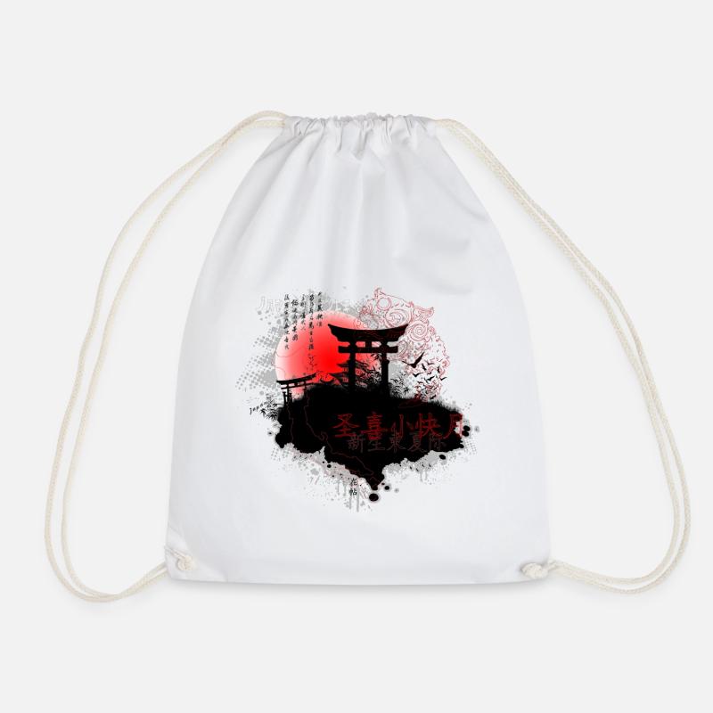 Japan Style (Torii) 01 - Drawstring Bag - white