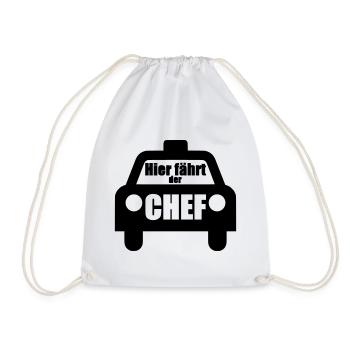 Hier fährt der Chef Taxi Fahrer Auto Geschenk - Turnbeutel - Weiß - Vorne