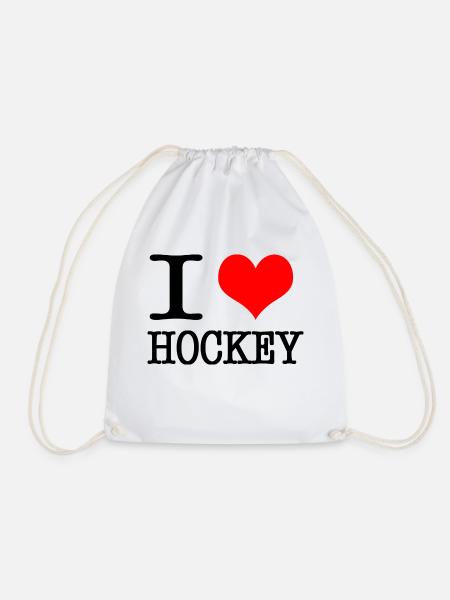 Ich liebe Hockey - schwarz - Turnbeutel - Weiß