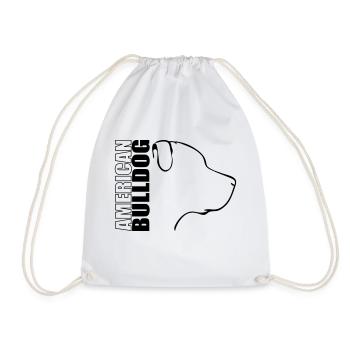 AMERICAN BULLDOG PROFILE - Drawstring Bag - white - Front