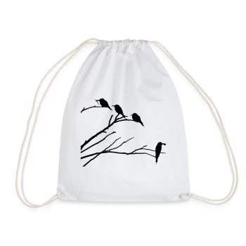 Birds on branch - Drawstring Bag - white - Front