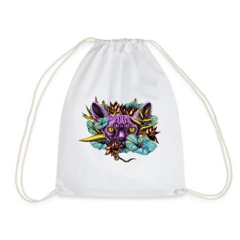 Sphinx Cat and the Flowers - Drawstring Bag - white - Front