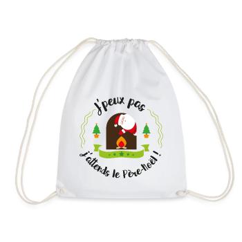 J'peux pas... j'attends le Père-Noël ! - Sac de sport léger - blanc - Devant