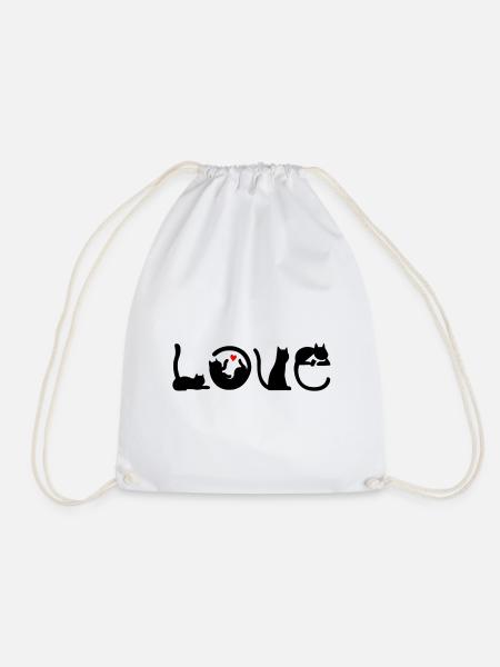 Cats Love - Drawstring Bag - white