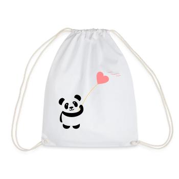 panda herz niedlich luftballon bär groß dick kusch - Turnbeutel - Weiß - Vorne
