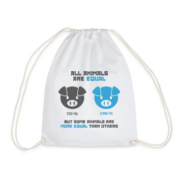 Feed Pig, Acorn Pig - Drawstring Bag - white - Front