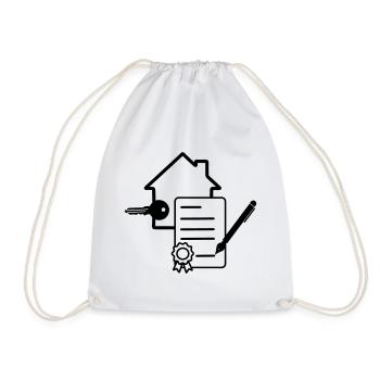 House and contract signing - Drawstring Bag - white - Front