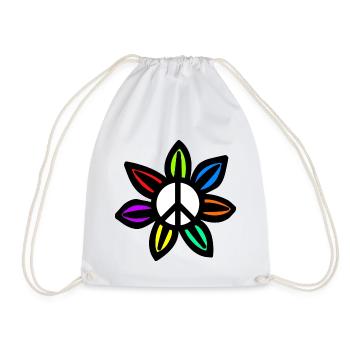 Peace flower - Drawstring Bag - white - Front