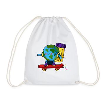 Skater Earth Backpack - Drawstring Bag - white - Front
