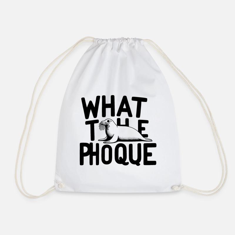 "What The Seal" - Humorous Pun - Drawstring Bag - white
