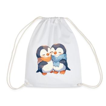 Pinguin Herz Liebe Süß Umarmung Pinguinliebe - Turnbeutel - Weiß - Vorne