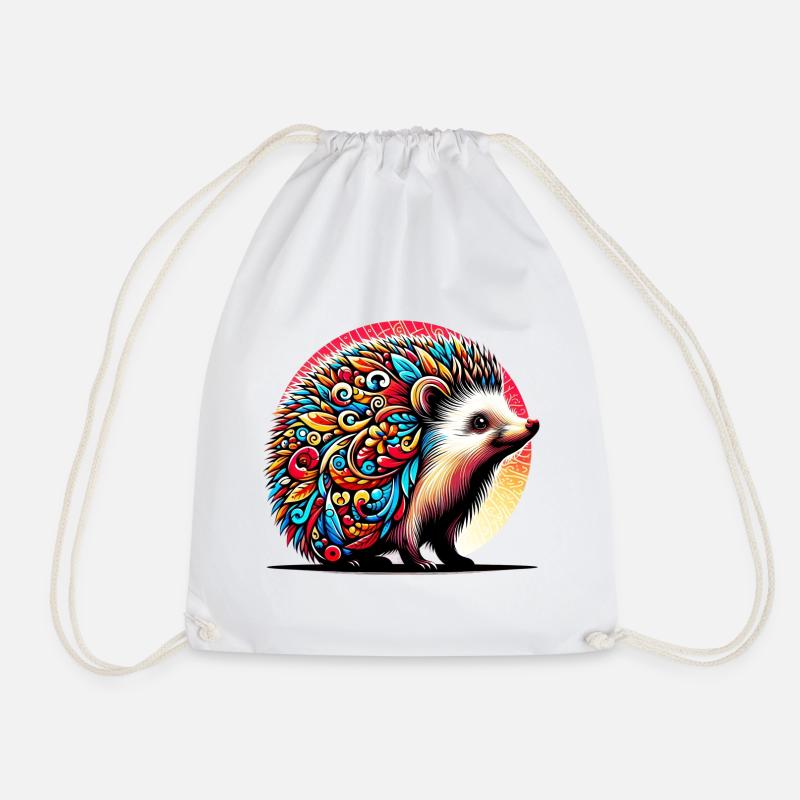 Hedgehog - Drawstring Bag - white