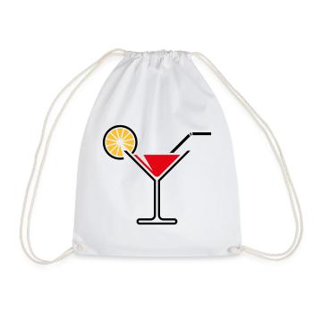 Cocktail / Cocktailglas / Martini + (Rot) - Turnbeutel - Weiß - Vorne