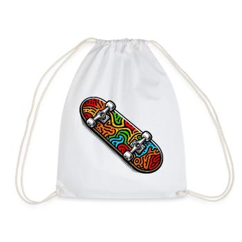 Skateboard - Drawstring Bag - white - Front