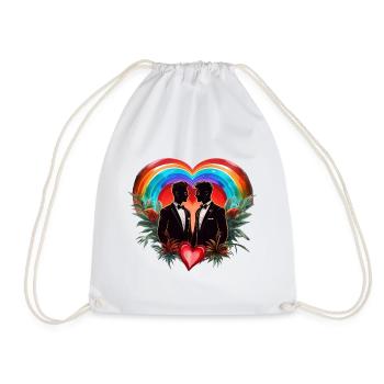 The magic of the moment: elegant cheerful silhouettes - Drawstring Bag - white - Front