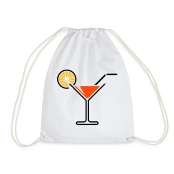 Cocktail Glass / Martini Glass + (Orange) - Drawstring Bag - white - Front