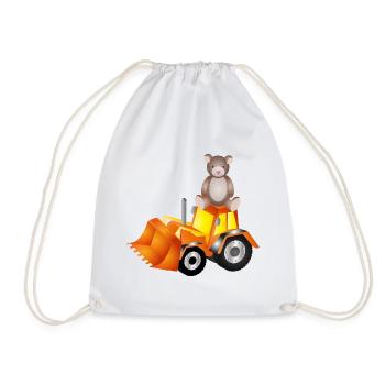 Ours en peluche sur une pelle – doux et fort à la fois - Sac de sport léger - blanc - Devant