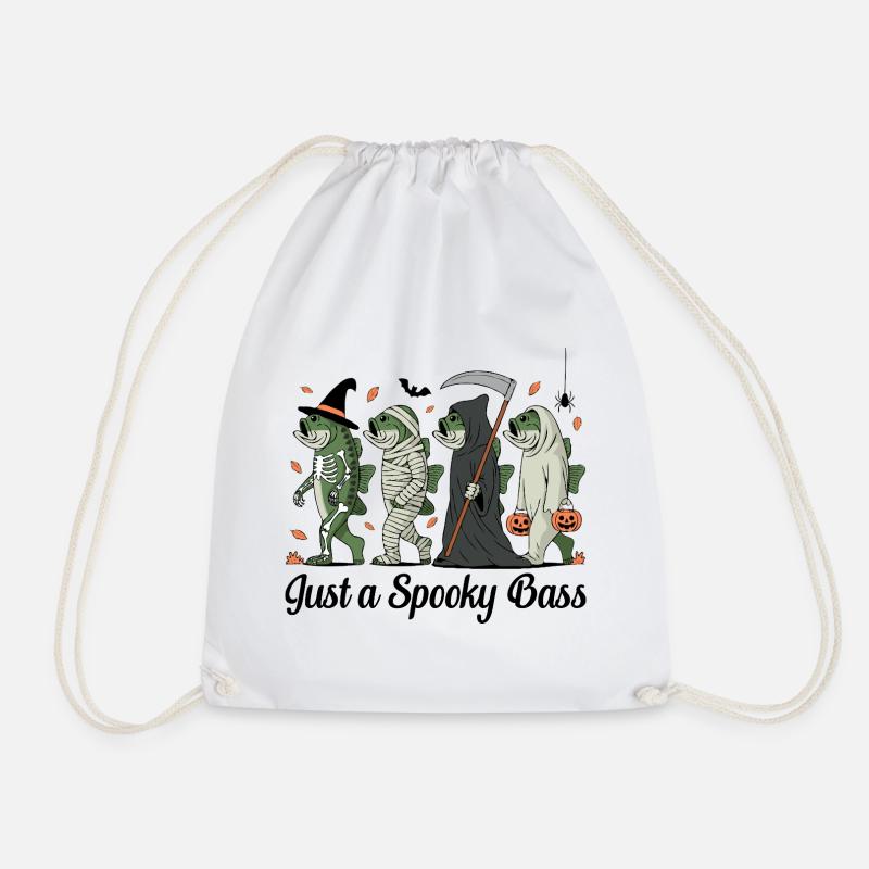 Disguised Fish Creatures Halloween Perch Angler - Drawstring Bag - white