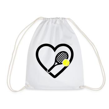Tennis Herz Schläger Ball Sport Leidenschaft - Turnbeutel - Weiß - Vorne