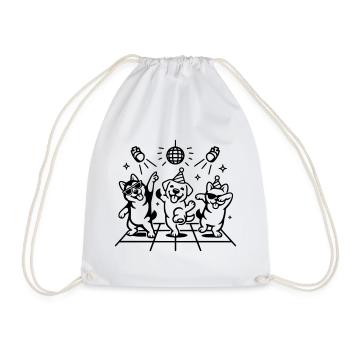 Dancing Party Dogs Kids Disco - Drawstring Bag - white - Front