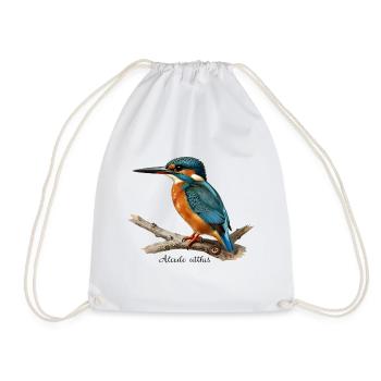 Colorful Kingfisher on Branch - Drawstring Bag - white - Front