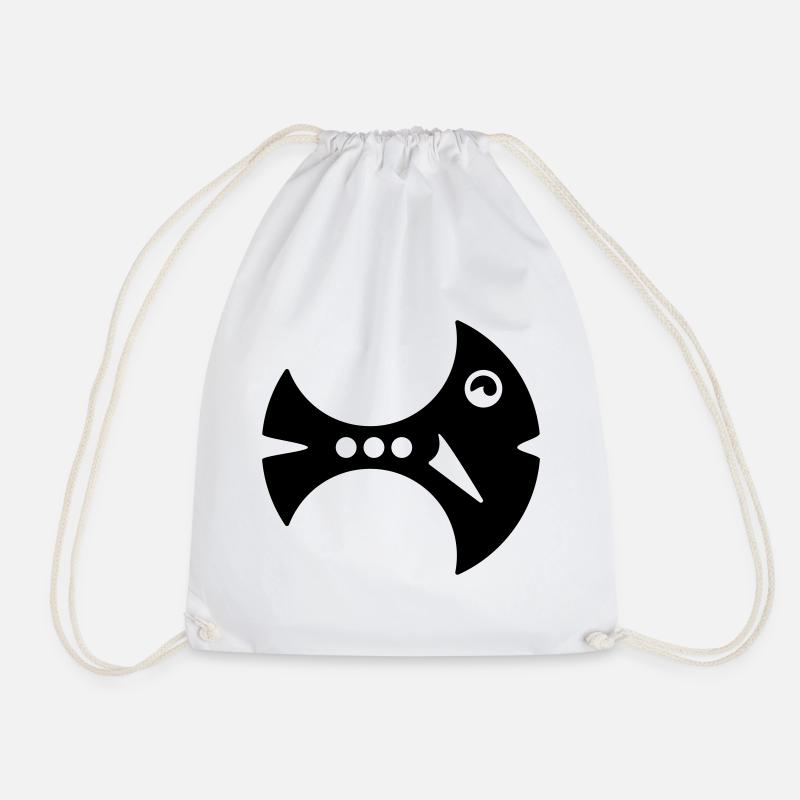 Sickle Fish Illustration Fantasy Fish - Drawstring Bag - white