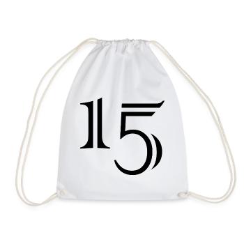 15. 15 YEARS. 15th ANNIVERSARY. 15 YEAR ANNIVERSARY. - Drawstring Bag - white - Front