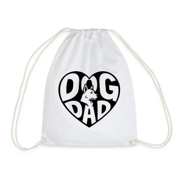 Dog Dad - Hundepapa Herz mit Hundesilhouette - Turnbeutel - Weiß - Vorne