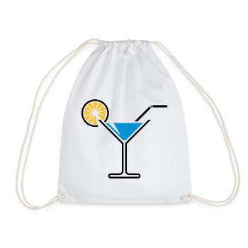 Cocktail / Cocktailglas / Martini + (Hellblau) - Turnbeutel - Weiß - Vorne