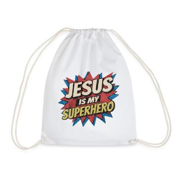 Jesus Is My Superhero - Retro Comic Pop Art - Drawstring Bag - white - Front