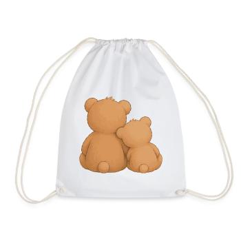 Cuddly Bears Friendship Cohesion Animal Motif - Drawstring Bag - white - Front