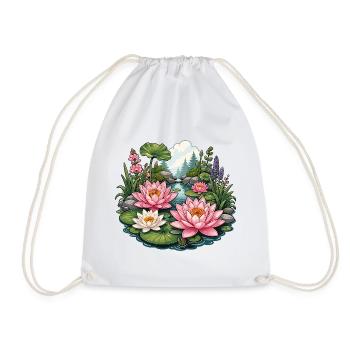 L’étang de nénuphars dans l’idylle forestier - Sac de sport léger - blanc - Devant
