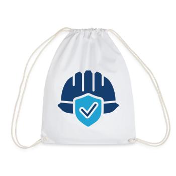 Safety Helmet With Shield Protection Icon - Drawstring Bag - white - Front