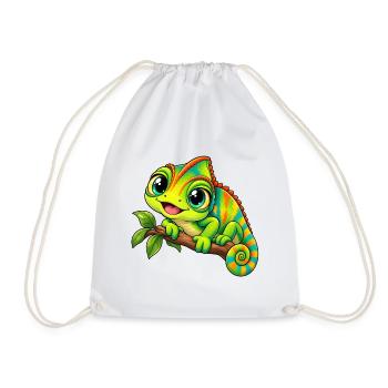 Chamäleon Kawaii Style – Süßes Reptil - Turnbeutel - Weiß - Vorne