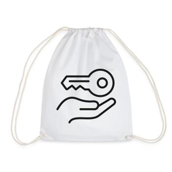 Tasten-in-Hand-Linien-Symbol - Turnbeutel - Weiß - Vorne