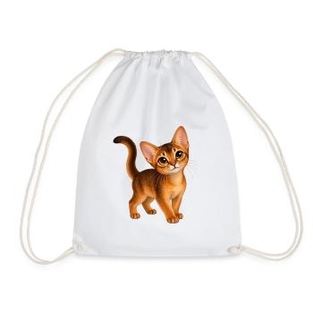 Abessinierkatze Kawaii Style – Süße Katze - Turnbeutel - Weiß - Vorne