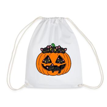 Katzen in einem Halloween-Kürbis - Turnbeutel - Weiß - Vorne