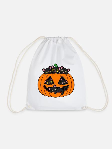 Katzen in einem Halloween-Kürbis - Turnbeutel - Weiß