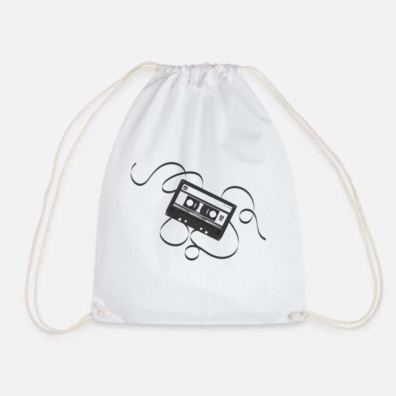 Compact Cassette - Drawstring Bag - white