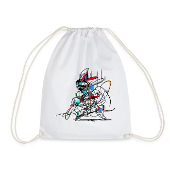 Easter Bunny/ Abstract - Drawstring Bag - white - Front