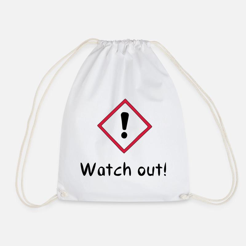 Watch out! - Drawstring Bag - white