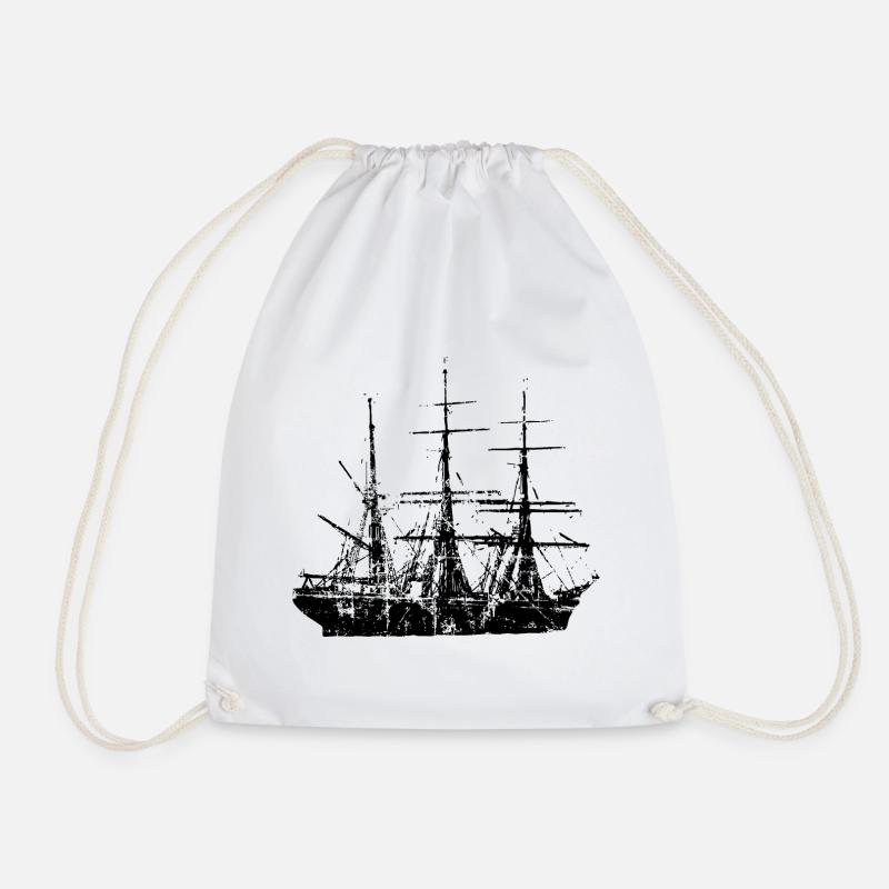 Sailing Ship Sailing Design Vintage (EU) - Drawstring Bag - white