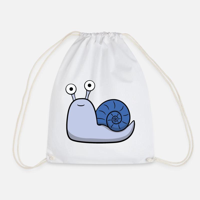 Cute snail with house in blue - Drawstring Bag - white