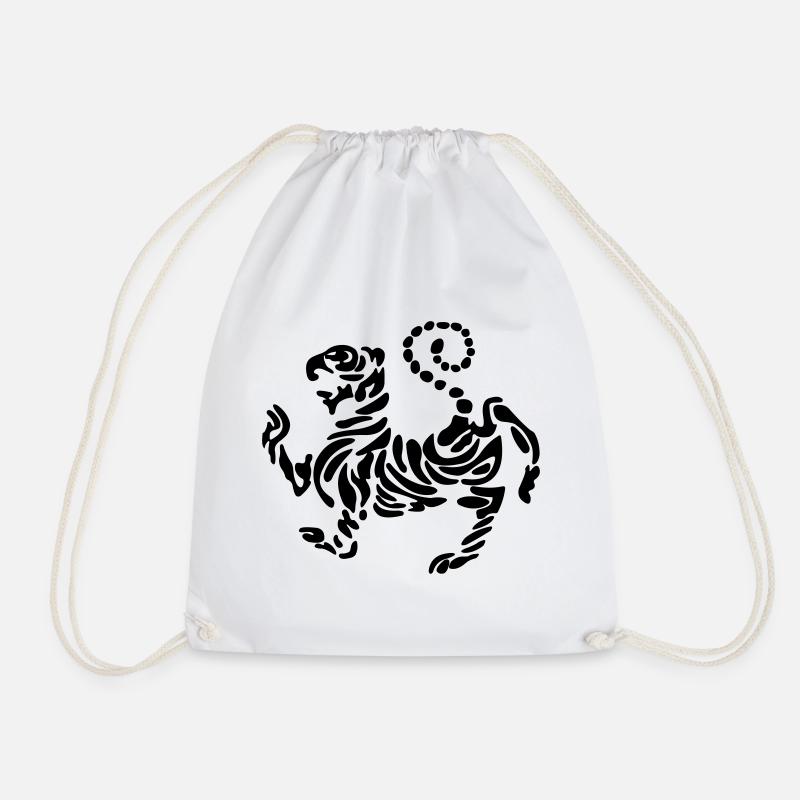 Shotokan tiger karate logo emblem freestanding - Drawstring Bag - white