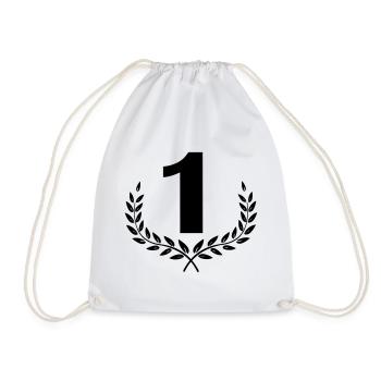 Number 1 in laurel wreath - Drawstring Bag - white - Front