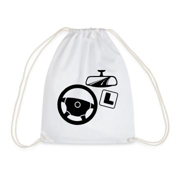 Driving instructor logo - Drawstring Bag - white - Front