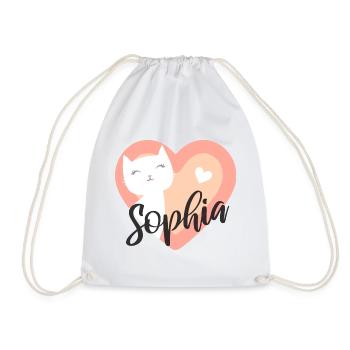 Sophia Surname First Name Kitten - Drawstring Bag - white - Front