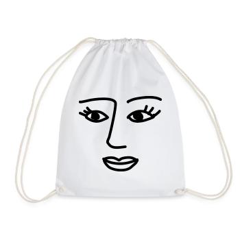 Art Face Artist Woman - Drawstring Bag - white - Front
